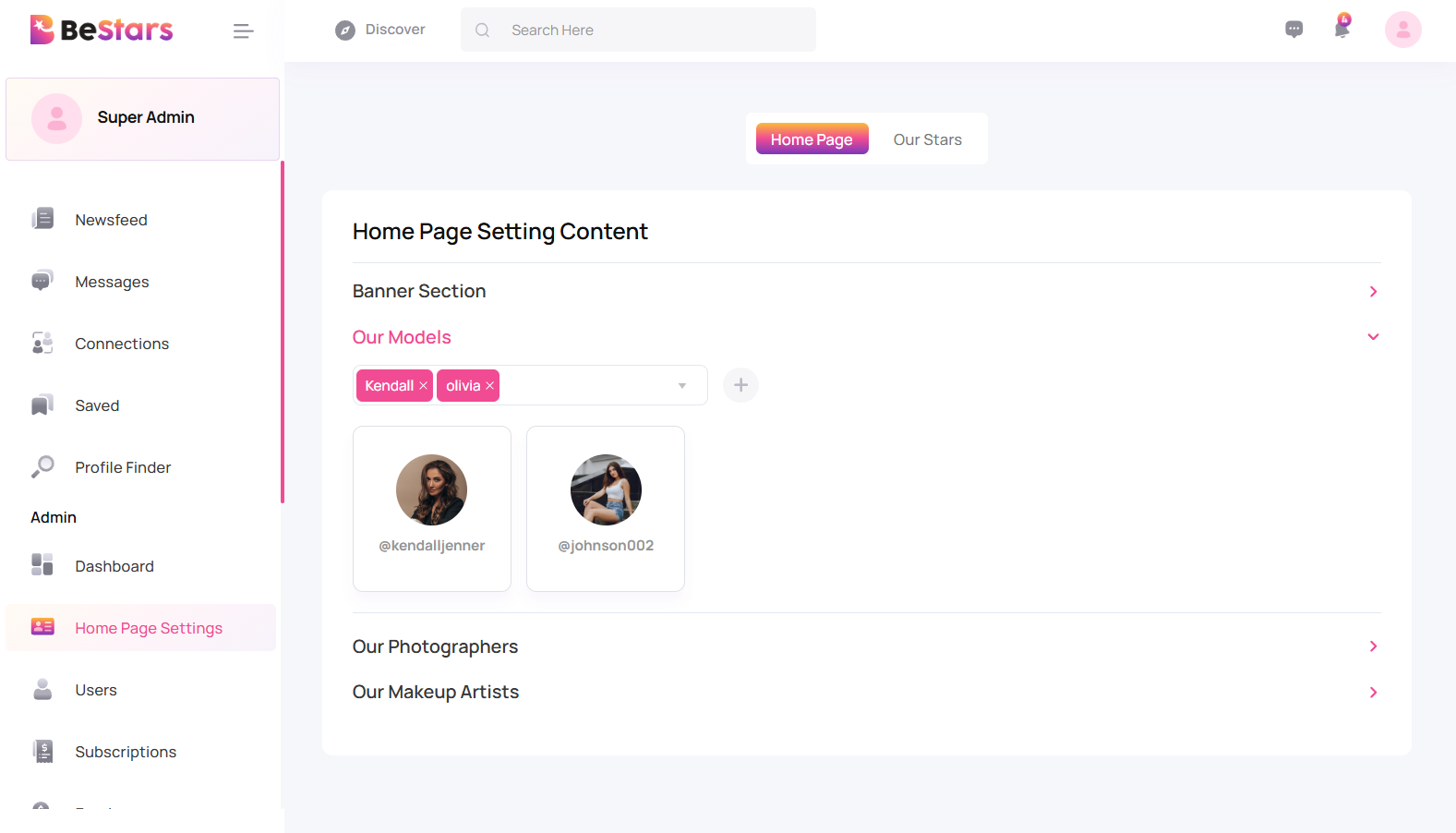 Category Content Settings