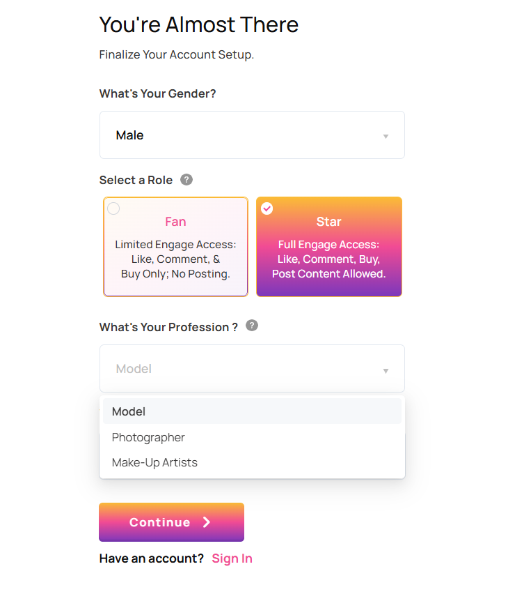 Profession Selection